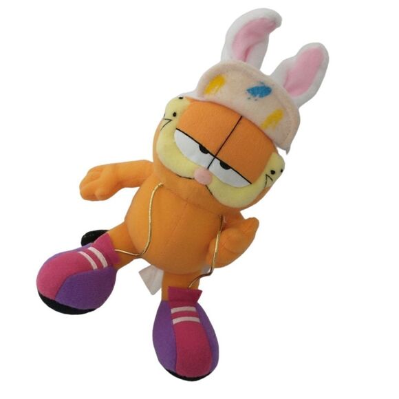 Garfield Cat Easter Bunny Plush Rabbit Stuffed Animal Ears Baseball Hat Plushie. - Picture 10 of 16